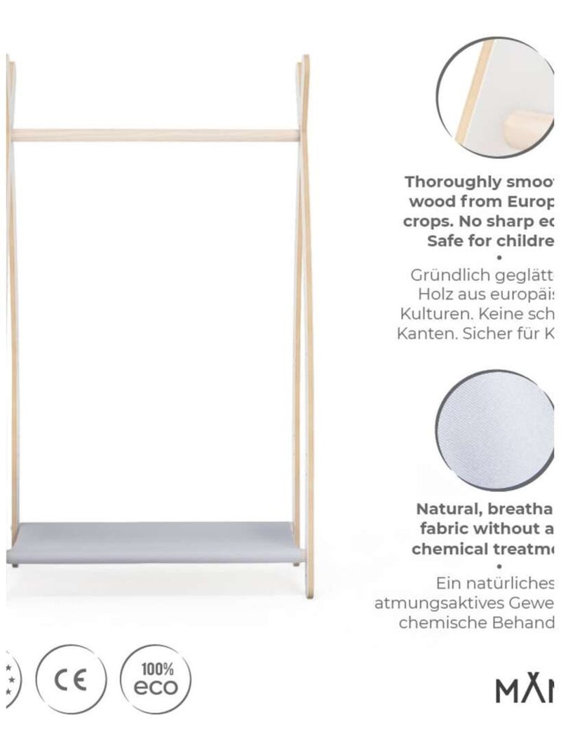Portant chambre enfant  en bois 53×32×95 cm Gris clair - Kiabi