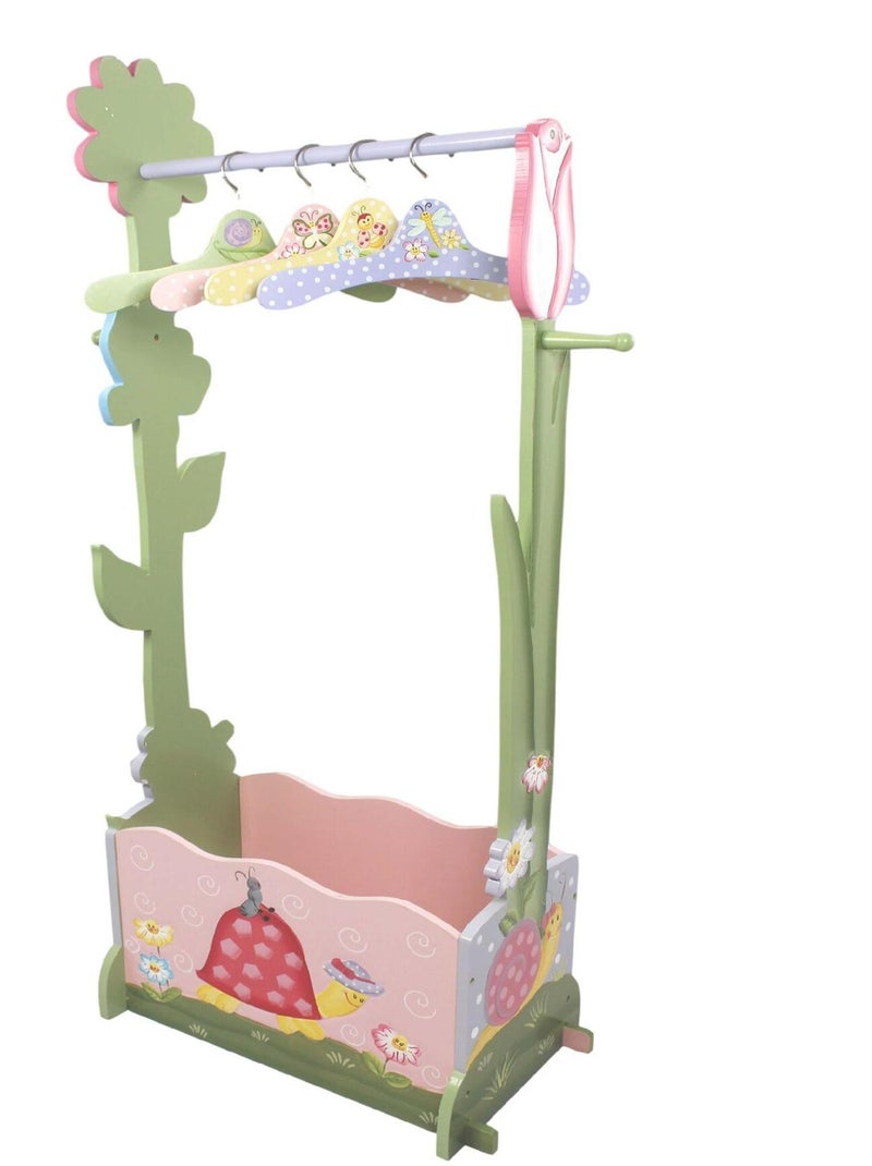 Portant chambre enfant penderie fille en bois 4 cintres rose vert Magic Garden Fantasy Fields Rose - Kiabi