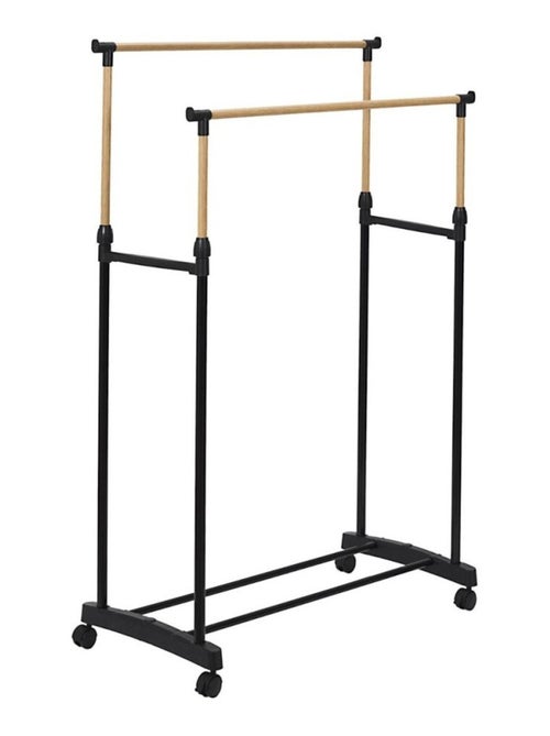 Portant double à roulettes effet bois - Kiabi