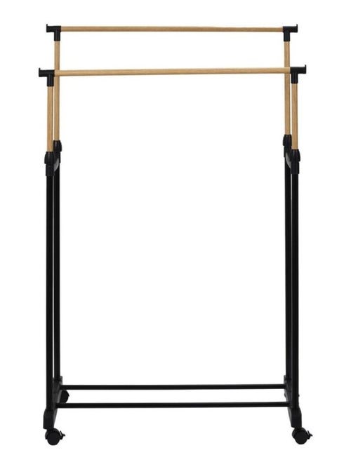 Portant double à roulettes effet bois - Kiabi