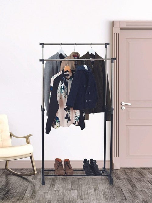 Portant double à roulettes en métal - Kiabi