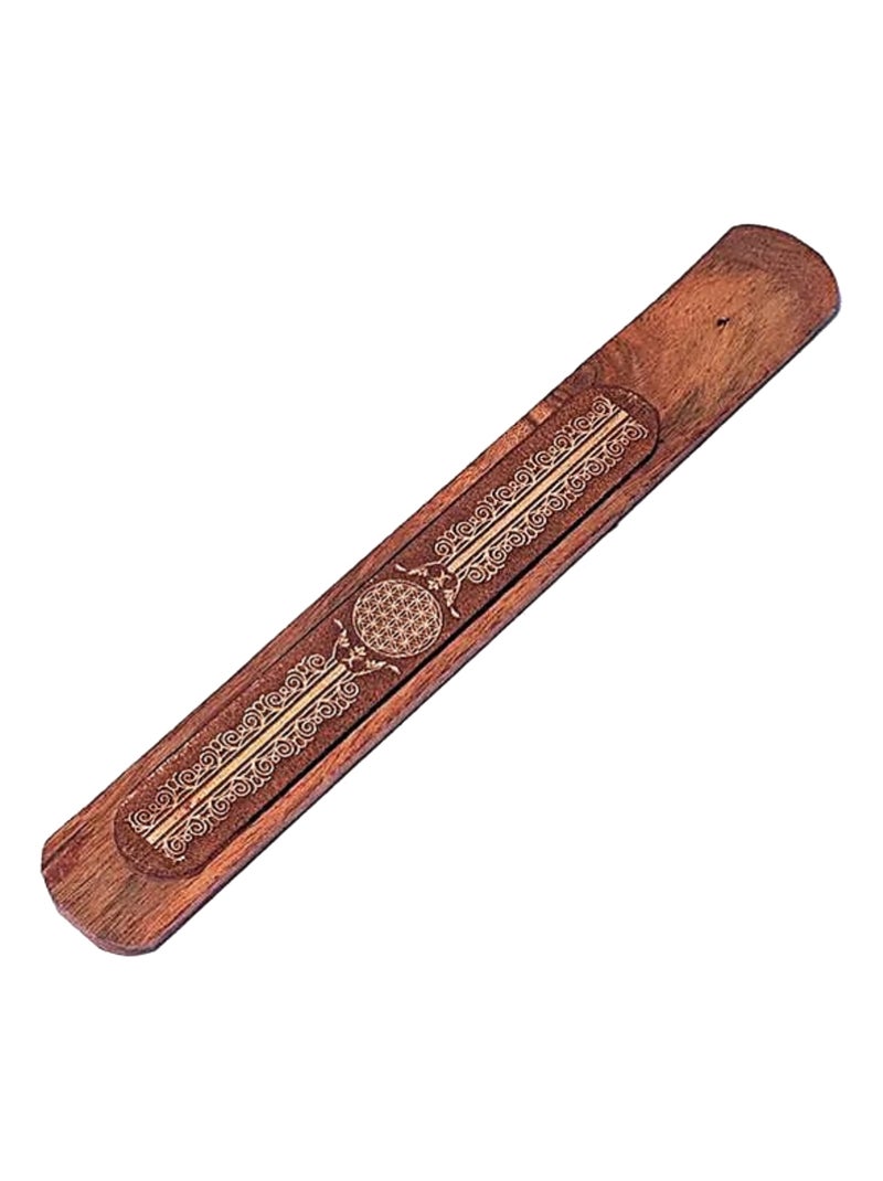 Porte bâton d'encens en bois motif Fleur de Vie Marron - Kiabi