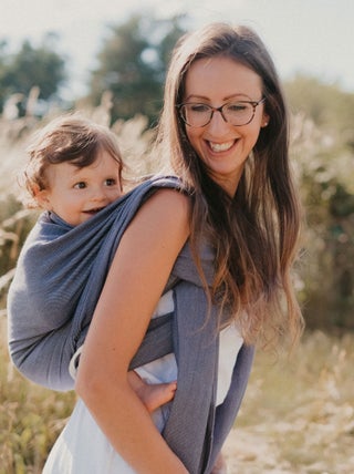 Porte bébé - Echarpe Sergé Brisé - Bleu cobalt