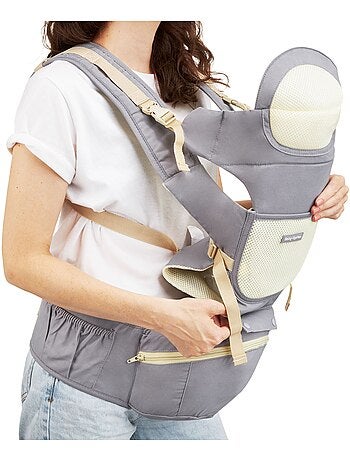 Porte Bébé Ergonomique Bébé 0-36 mois, 15Kg max, Ceinture 3 points d'appui épaules, taille, hanches