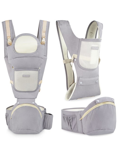 Porte Bébé Ergonomique Bébé 0-36 mois, 15Kg max, Ceinture 3 points d'appui épaules, taille, hanches - Kiabi
