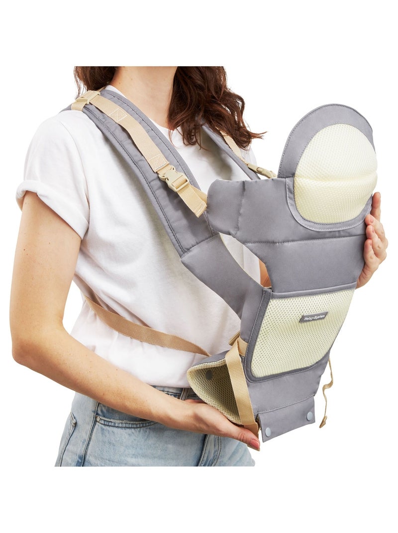 Porte Bébé Ergonomique Bébé 0-36 mois, 15Kg max, Ceinture 3 points d'appui épaules, taille, hanches Gris - Kiabi