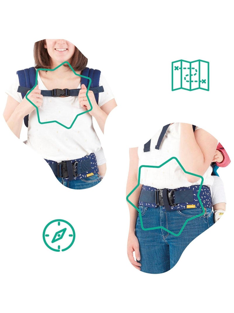 Porte Bébé Ergonomique portage ventral & dorsal 'badabulle' Bleu - Kiabi