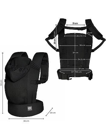 Porte-bébé Kinderkraft CARRYBEE léger maille aérée portage avant/dos réglages intuitifs 20 kg