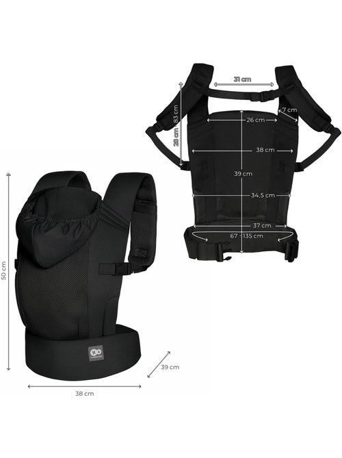 Porte-bébé Kinderkraft CARRYBEE ergonomique 2 positions coton maille respirante capuche - Kiabi