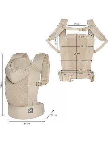 Porte-bébé Kinderkraft CARRYBEE léger maille aérée portage avant/dos réglages intuitifs 20 kg