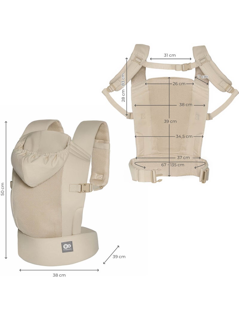 Porte-bébé Kinderkraft CARRYBEE léger maille aérée portage avant/dos réglages intuitifs 20 kg Beige - Kiabi