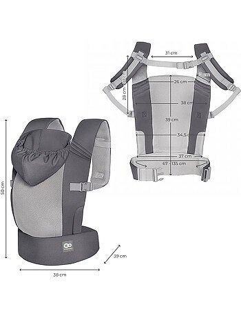 Porte-bébé Kinderkraft CARRYBEE léger maille aérée portage avant/dos réglages intuitifs 20 kg