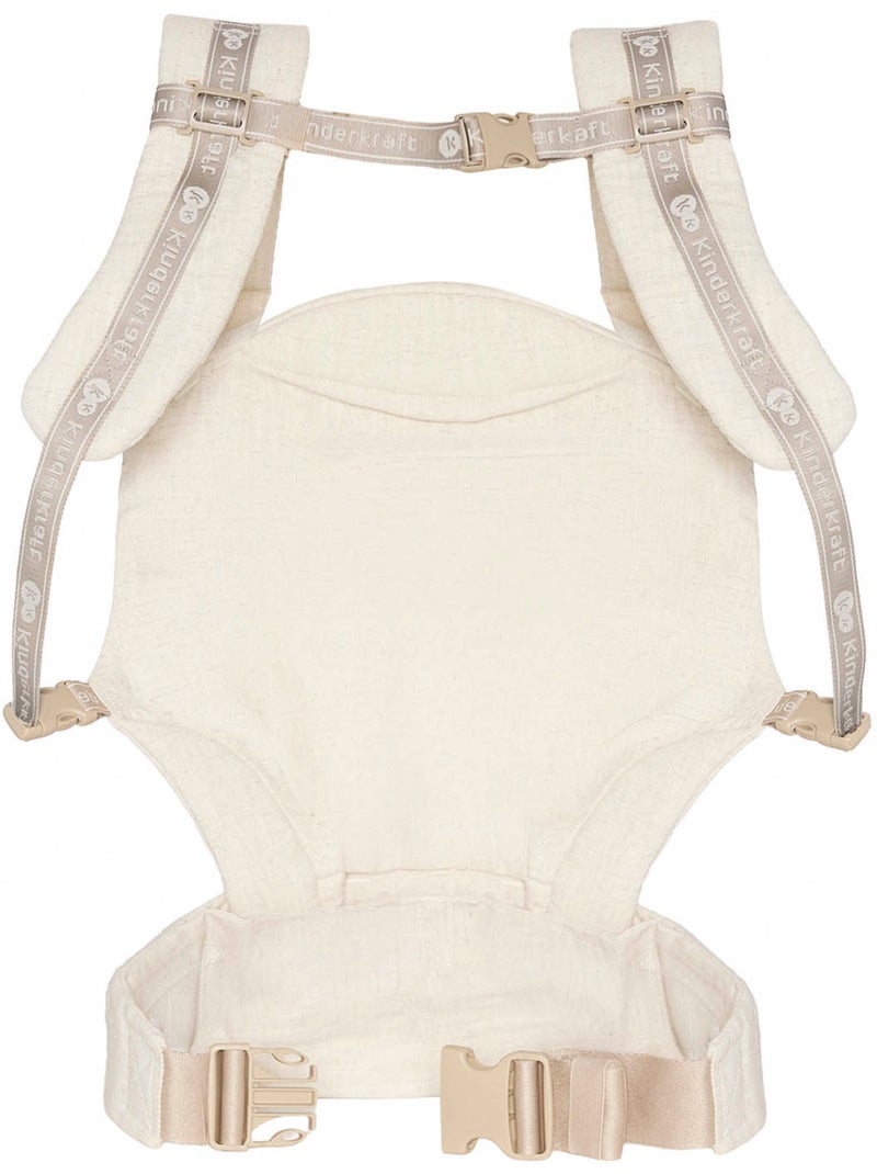 Porte-bébé Kinderkraft ELARA ergonomique lin coton panneau réglable 2 positions capuche Beige - Kiabi