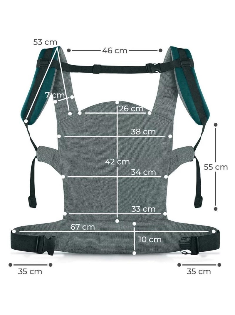 Porte-Bébé Kinderkraft MILO jusqu’à 20 kg avec Position en M, Portage Ventral, Dorsal et Poche Vert - Kiabi