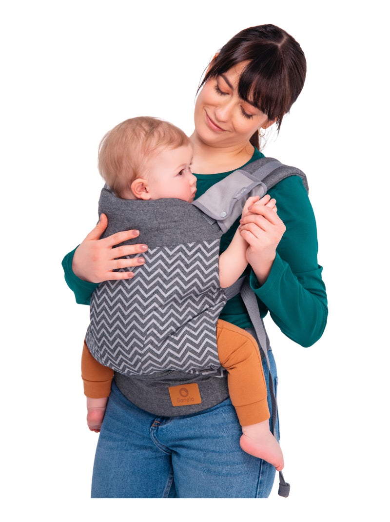 Porte bébé LIONELO Margareet - 100% coton - 3 positions de portage Gris - Kiabi