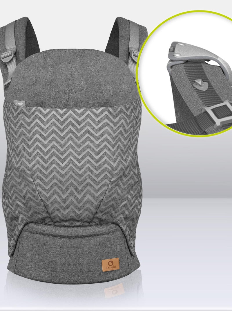 Porte bébé LIONELO Margareet - 100% coton - 3 positions de portage Gris - Kiabi