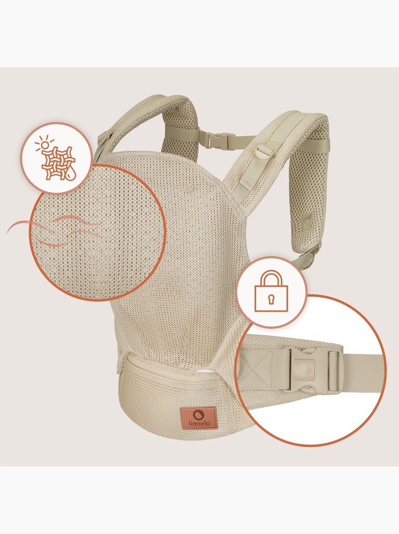 Porte bébé LIONELO Margareet Air - Circulation d’air - 3 positions de portage - Capuche supplémentai Beige - Kiabi