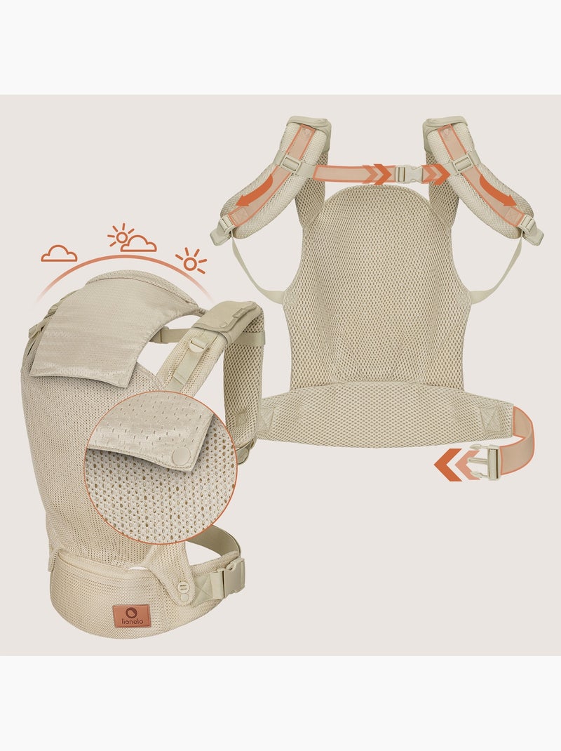 Porte bébé LIONELO Margareet Air - Circulation d’air - 3 positions de portage - Capuche supplémentai Beige - Kiabi