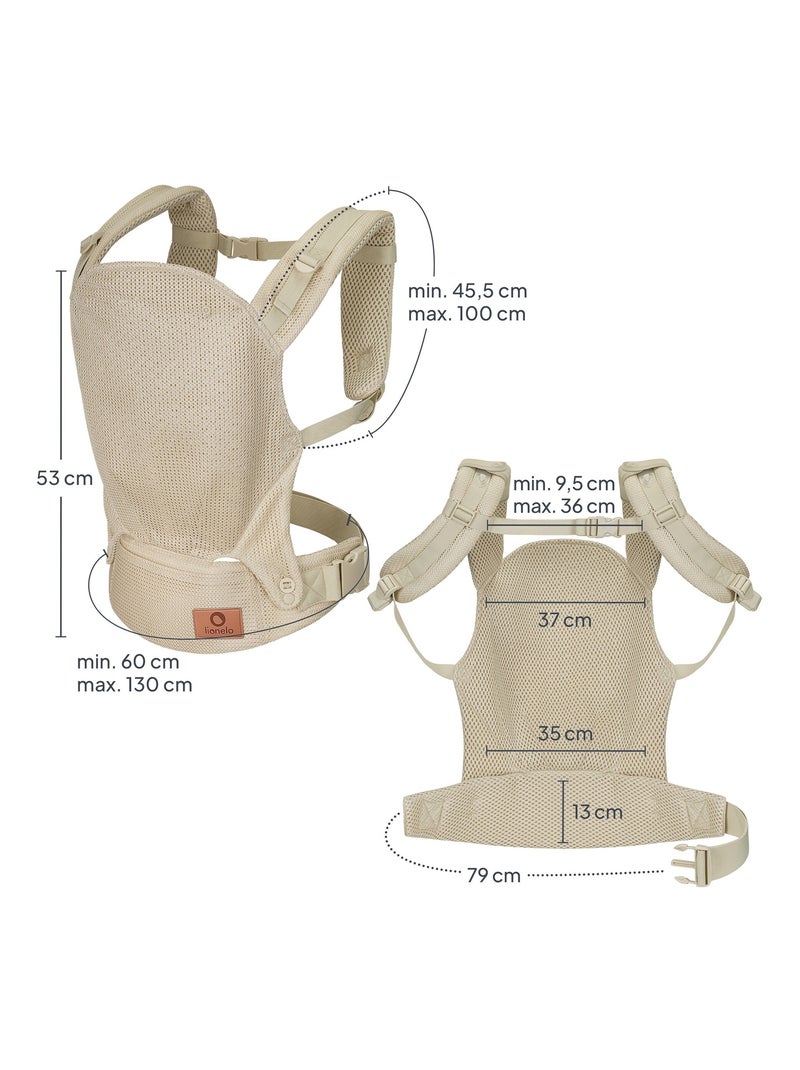 Porte bébé LIONELO Margareet Air - Circulation d’air - 3 positions de portage - Capuche supplémentai Beige - Kiabi