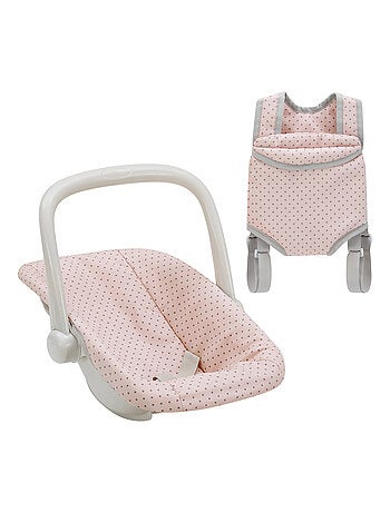 Porte-bébé poupée et siège auto rose pour poupées 46 cm
