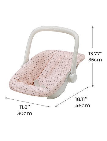 Porte-bébé poupée et siège auto rose pour poupées 46 cm