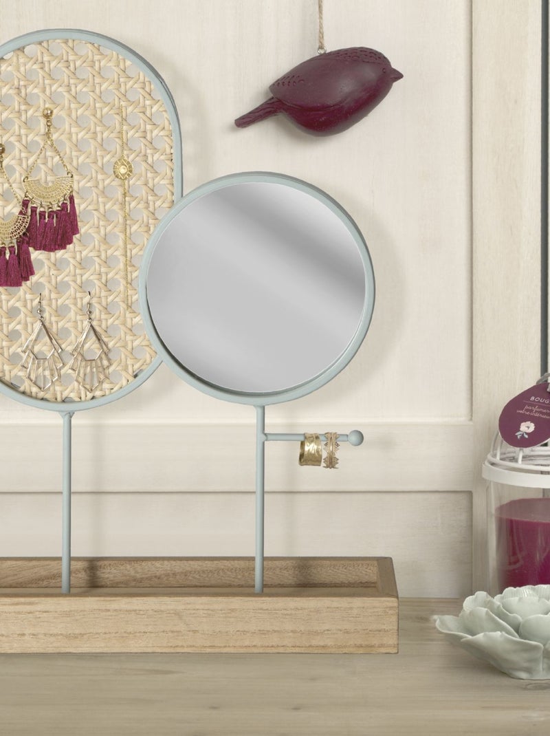 Porte-bijoux cannage avec miroir POESIE Beige - Kiabi