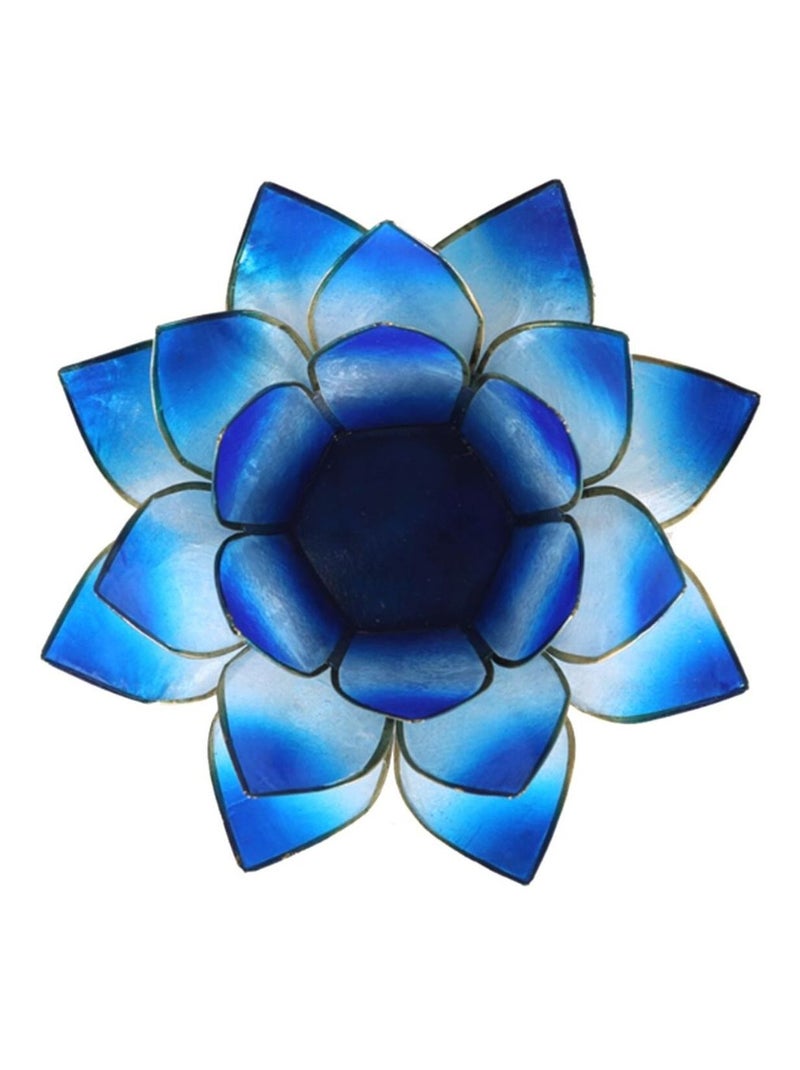 Porte bougie bleu et or fleur de lotus Bleu - Kiabi