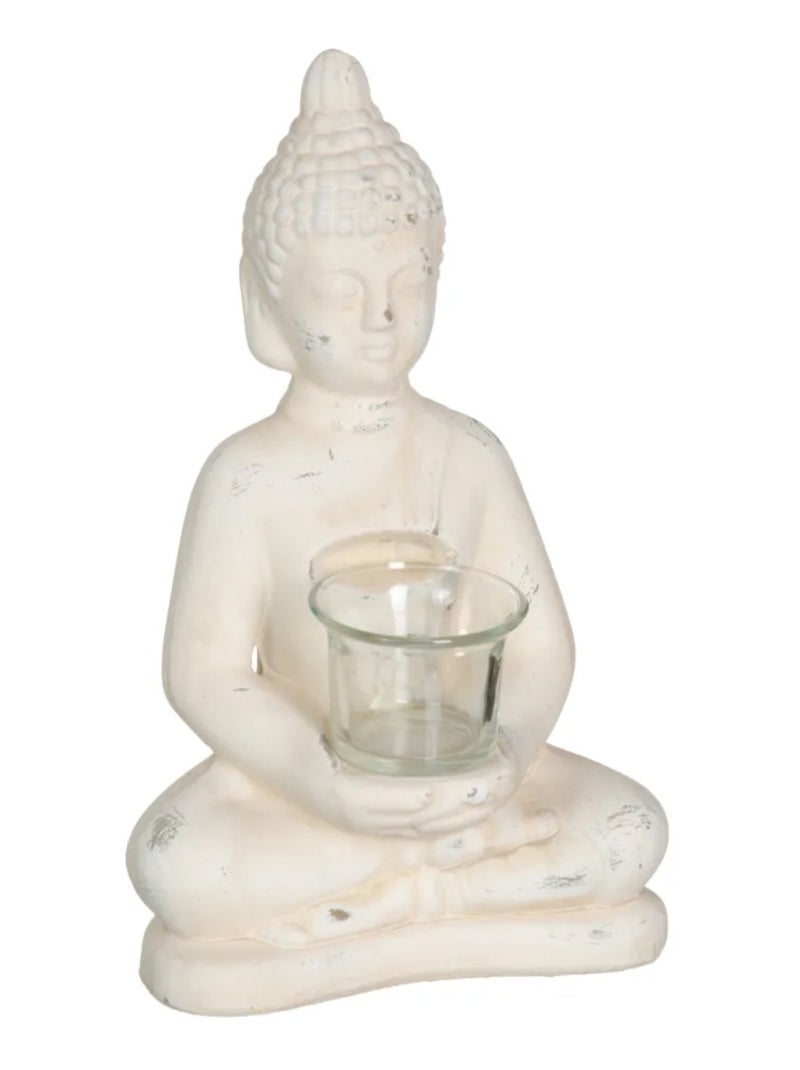 Porte Bougie Bouddha en terre cuite Beige - Kiabi