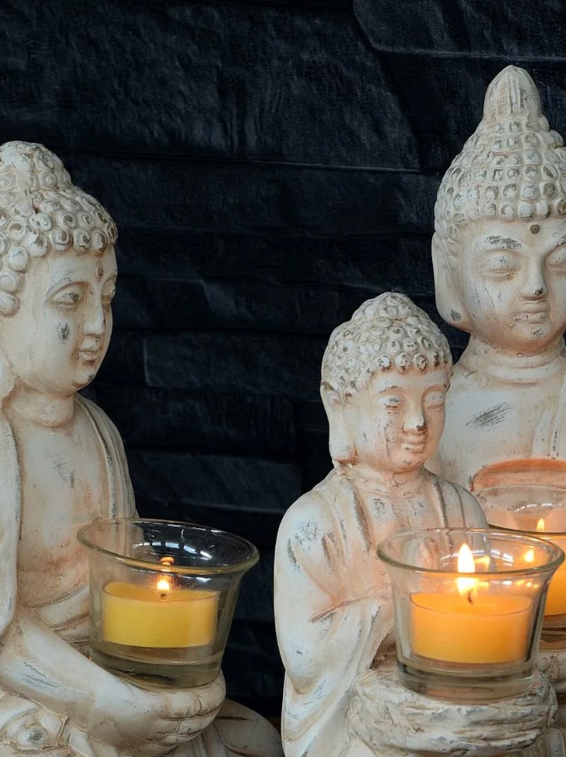 Porte Bougie Bouddha en terre cuite Beige - Kiabi
