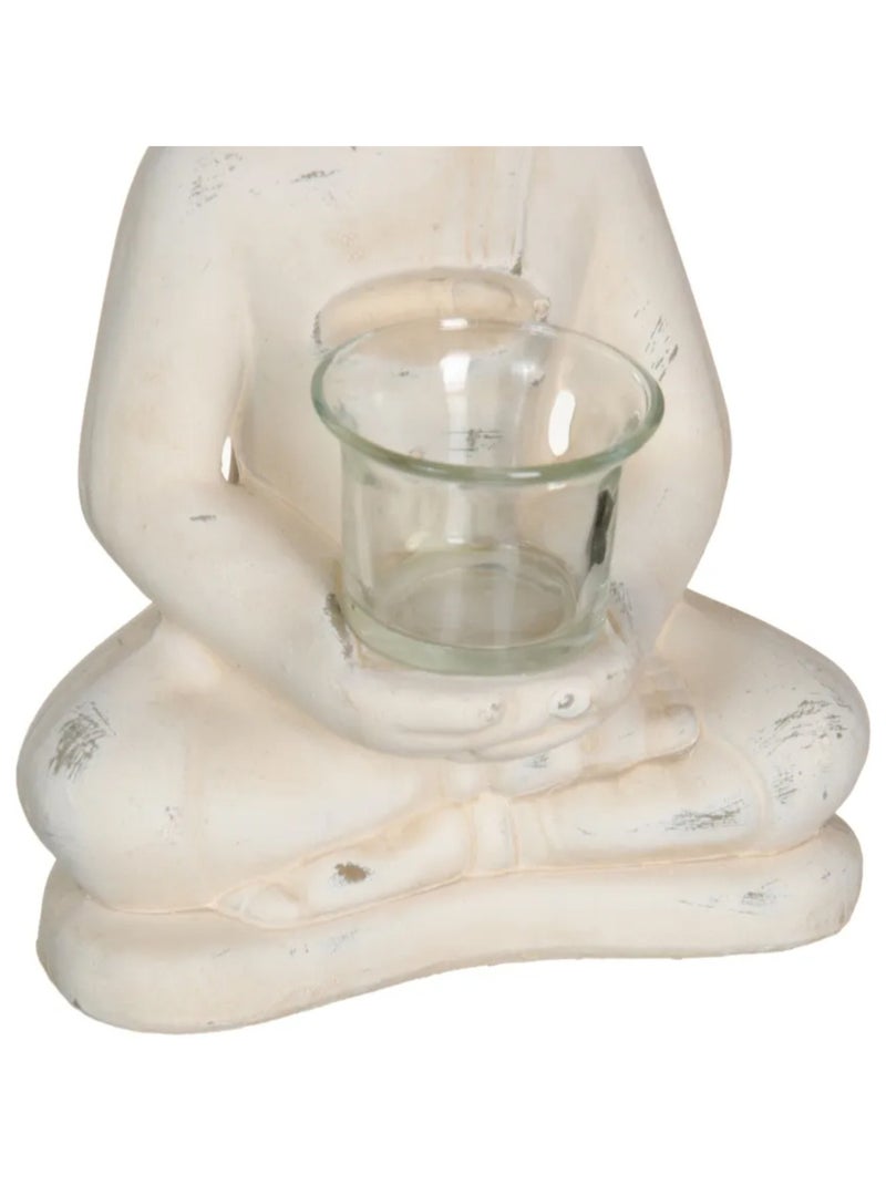 Porte Bougie Bouddha en terre cuite Beige - Kiabi