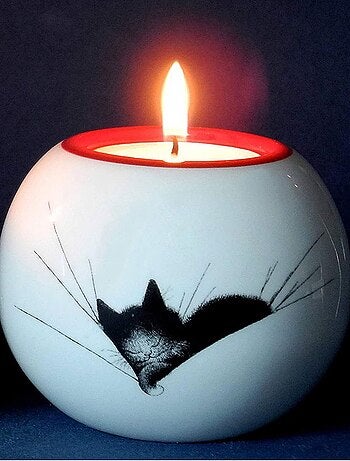 Porte-bougie boule chat