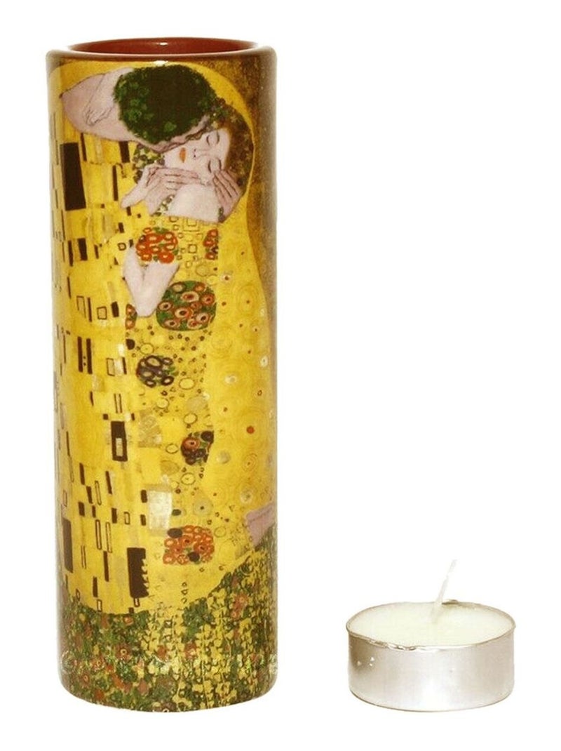 Porte-bougie cylindrique le baiser de Klimt Jaune - Kiabi