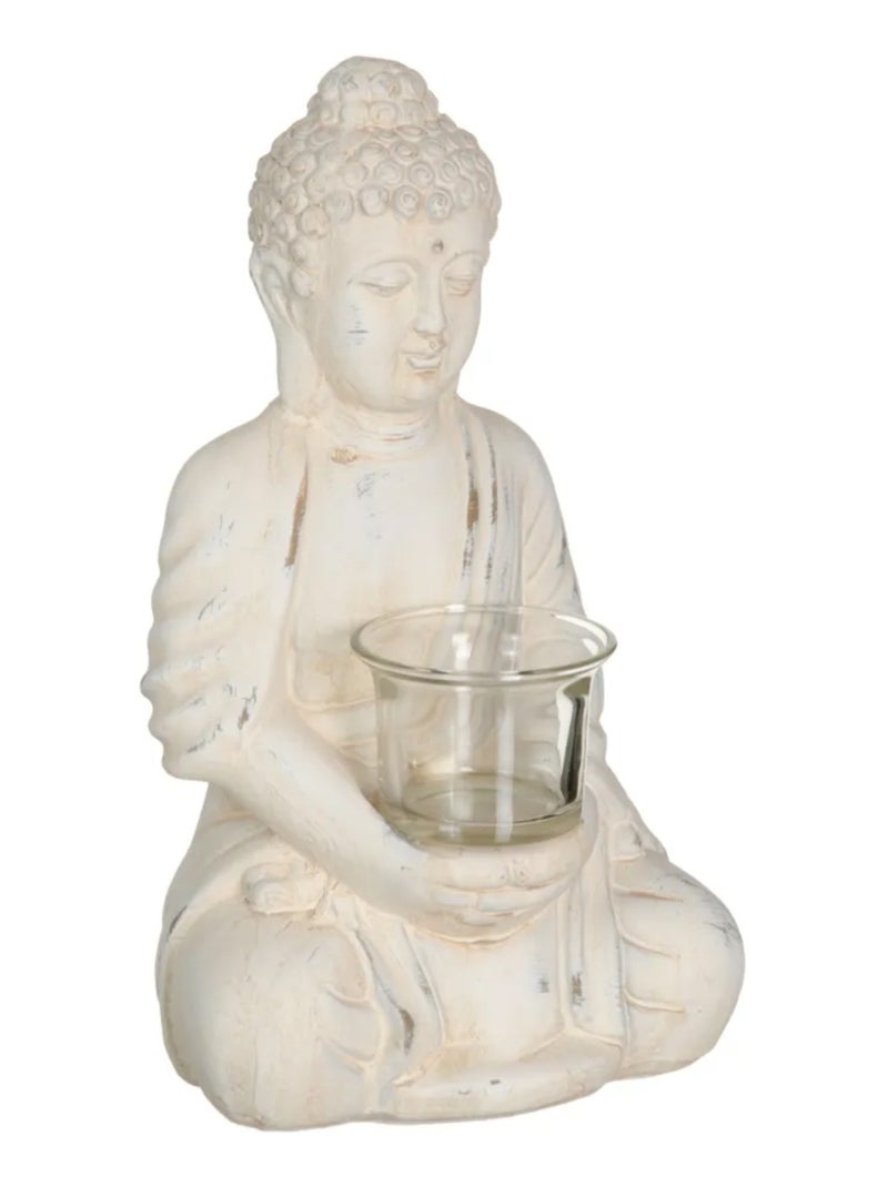 Porte Bougie en terre cuite Bouddha Beige - Kiabi