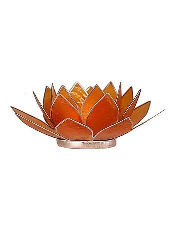 Porte bougie fleur de lotus orange et argent