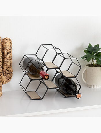 Porte-bouteilles 6 bouteilles design nid d'abeille ARTY