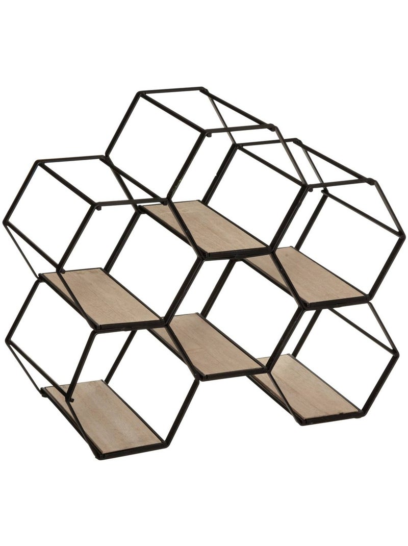 Porte-bouteilles 6 bouteilles design nid d'abeille ARTY Noir - Kiabi
