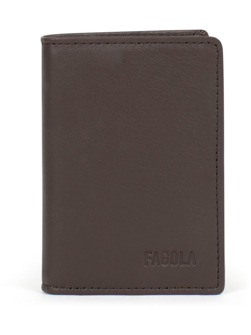 Porte-cartes - Stop RFID - Cuir Marron foncé - Kiabi