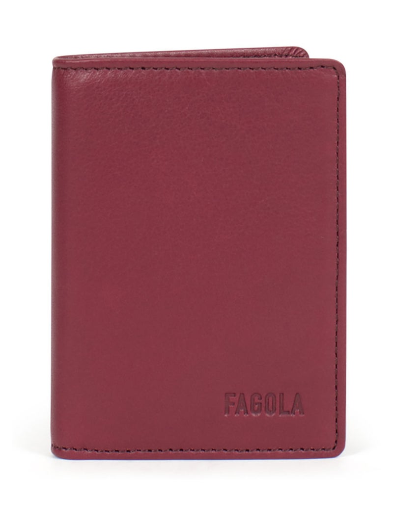 Porte-cartes - Stop RFID - Cuir Noir Bordeaux - Kiabi