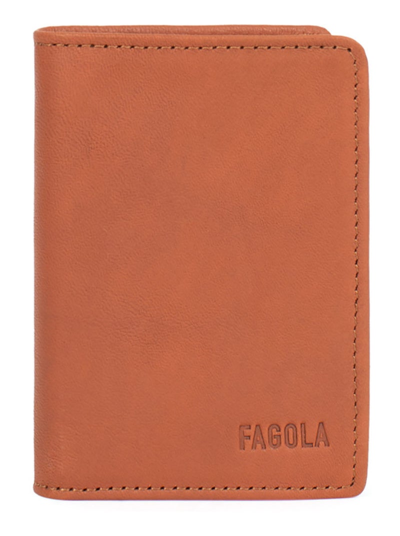 Porte-cartes - Stop RFID - Cuir Orange mandarine - Kiabi