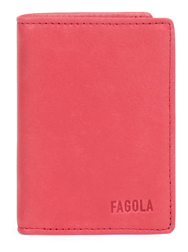 Porte-cartes - Stop RFID - Cuir Rose rouge - Kiabi
