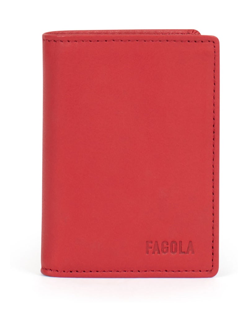 Porte-cartes - Stop RFID - Cuir Rouge foncé - Kiabi