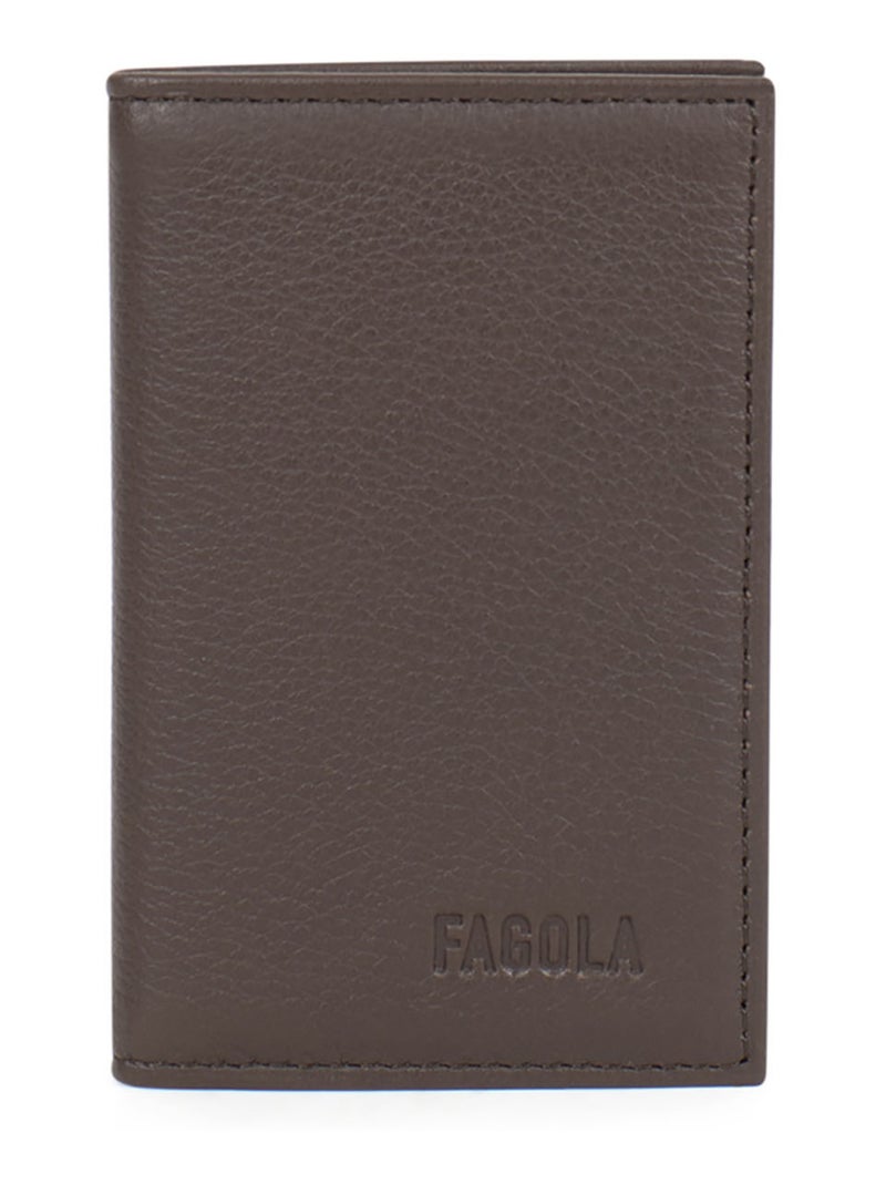 Porte-cartes 1 volet Stop RFID Cuir Marron foncé - Kiabi