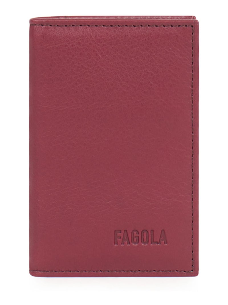 Porte-cartes 1 volet Stop RFID Cuir Noir Bordeaux - Kiabi