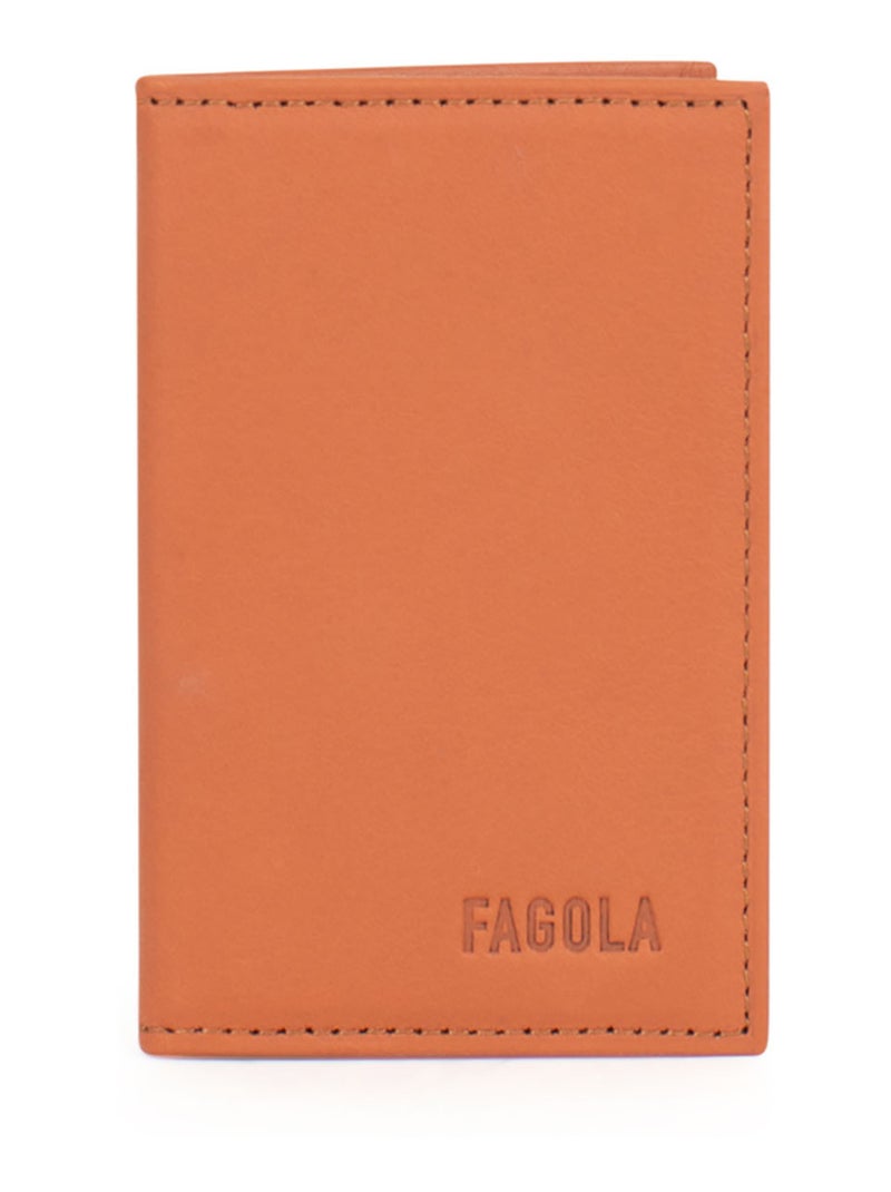 Porte-cartes 1 volet Stop RFID Cuir Orange mandarine - Kiabi