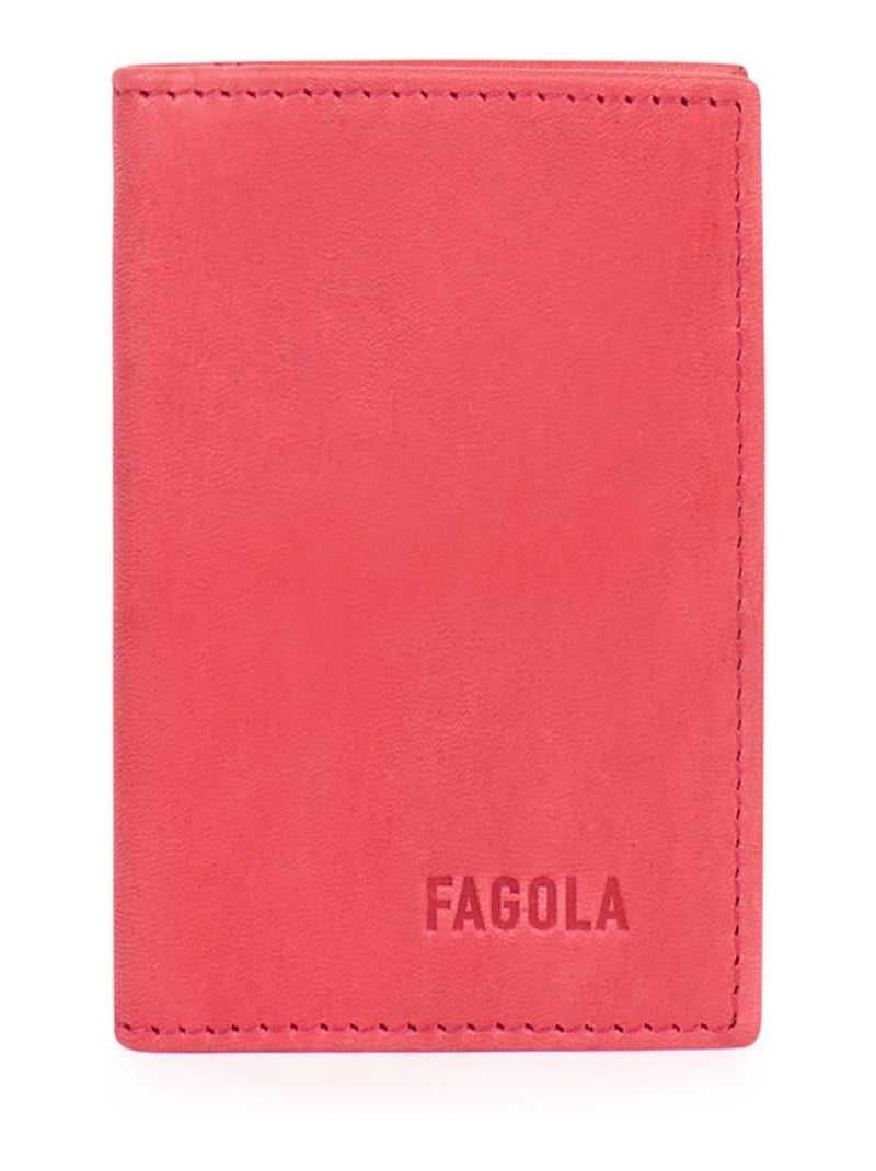 Porte-cartes 1 volet Stop RFID Cuir Rose rouge - Kiabi