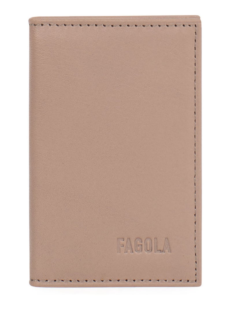 Porte-cartes 1 volet Stop RFID Cuir Taupe - Kiabi
