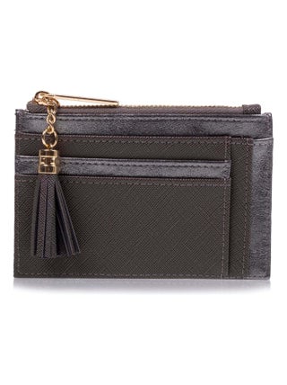Porte-cartes femme zippé gris Isotoner