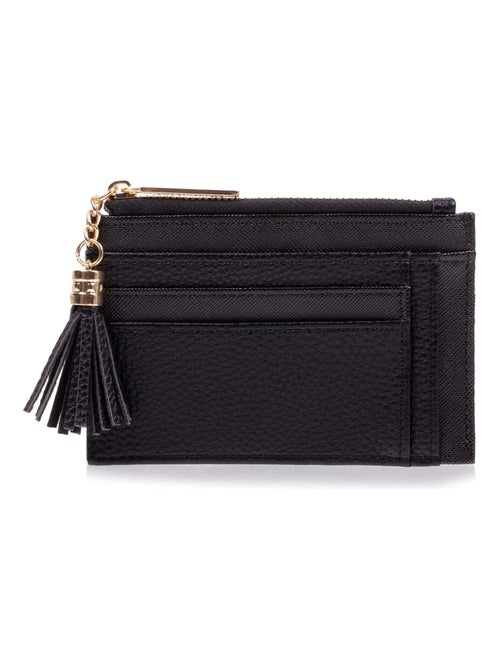 Porte-cartes femme zippé noir Isotoner - Kiabi