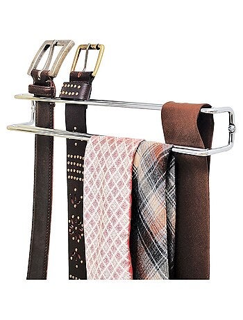 Porte ceintures et cravates - L. 36 x H. 5 x P. 4.5 cm - Argent