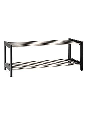 Porte-chaussures en bois noir avec 2 étagères en - House Nordic